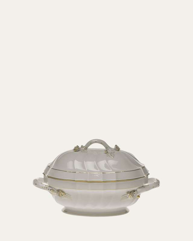 Golden Edge Tureen with Branch Handle